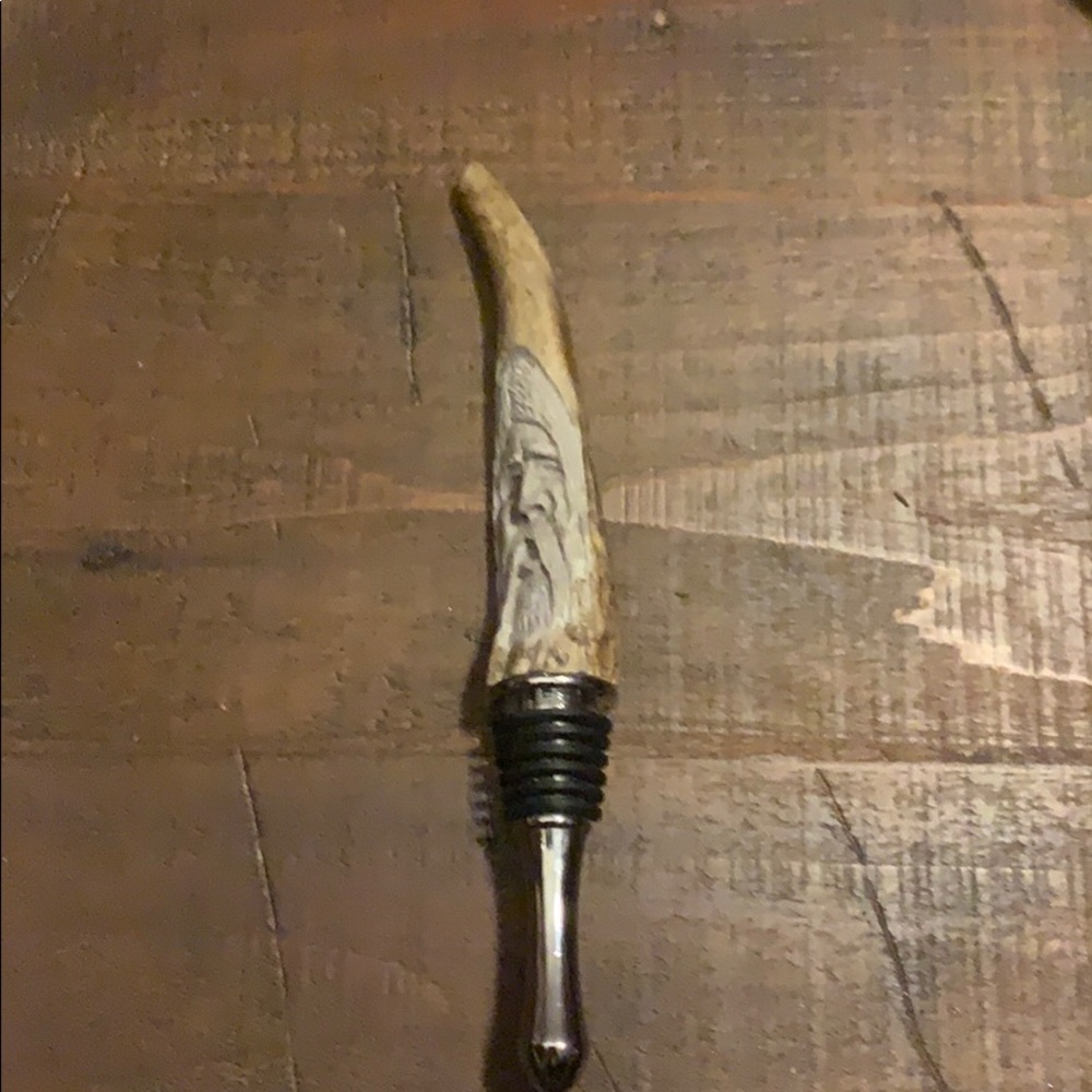 Handmade carved antler bottle stopper